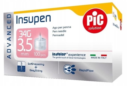 Igły do penów INSUPEN Advanced 34G 0,18 × 3,5 mm, 100 sztuk