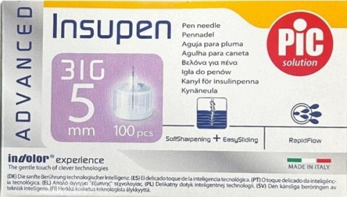 Igły do penów INSUPEN Advanced 31G 0,25 × 5 mm, opakowanie 100 sztuk