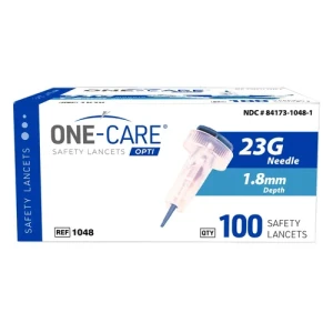 Bezpieczne nakłuwacze / lancety jednorazowe 23G x 1,8 mm One Care Opti – 100 szt. | Medivena