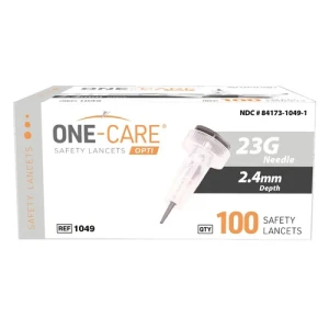 Bezpieczne nakłuwacze / lancety jednorazowe 23G x 2,4 mm One Care Opti – 100 szt. | Medivena