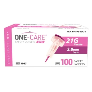 Bezpieczne nakłuwacze / lancety jednorazowe 21G x 2,8 mm One Care Opti – 100 szt. | Medivena