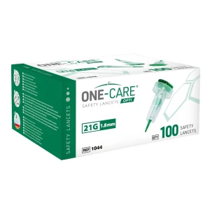 Bezpieczne nakłuwacze / lancety jednorazowe 21G x 1,8 mm One Care Opti – 100 szt. | Medivena